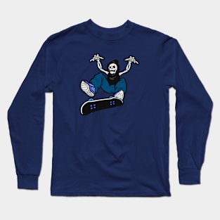 Skeleton Skater Kick Flip Cartoon Long Sleeve T-Shirt